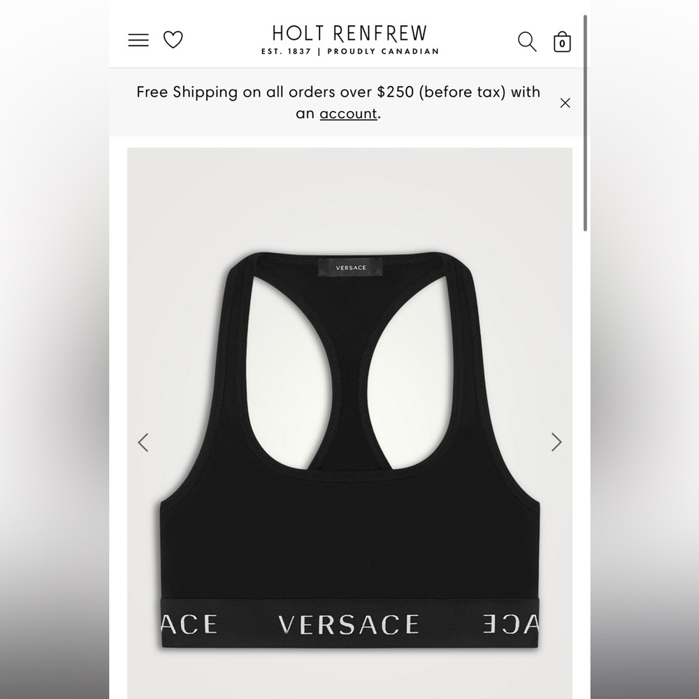 Versace Black Logo Elastic Sports Bra Top